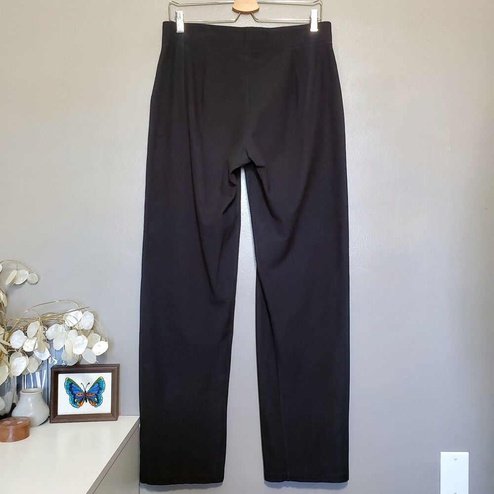 Eileen Fisher Black Pants Womens Size Medium Viscose Nylon Spandex Blend Pull On - Picture 2 of 7